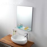 Espelho Para Banheiro (40x50cm) + Prateleira De Vidro